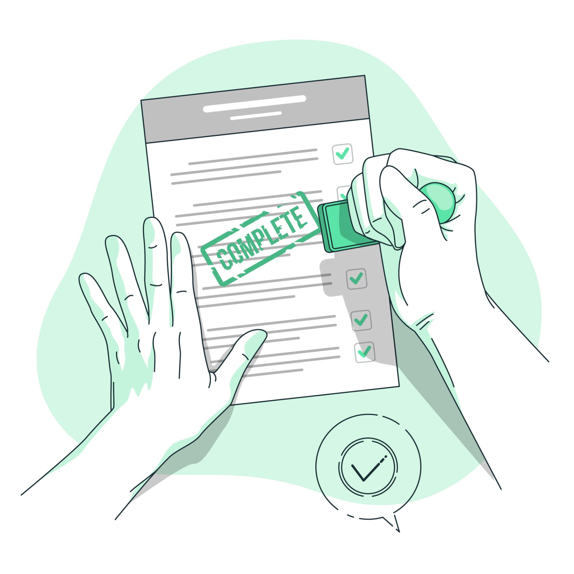 Un main qui tamponne un document